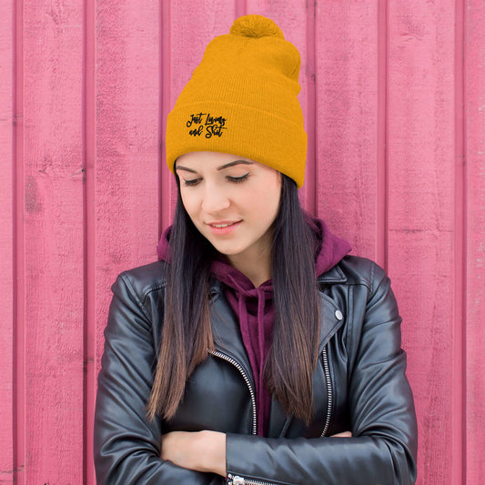 JLS Pom-Pom Beanie w/black stitch